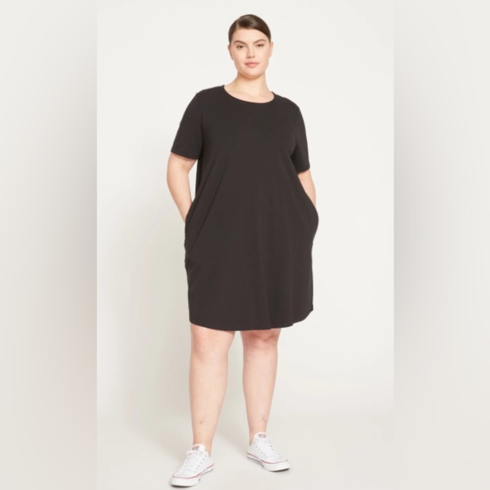 UNIVERSAL STANDARD - Hallie Short Sleeve T-Shirt Dress - Black - L (22-24 / 3X) - Picture 1 of 9